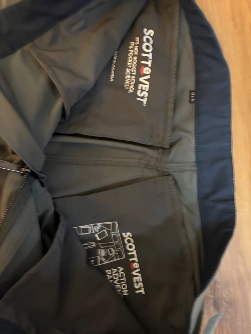 Scottevest Action Adventure Gray Pants Sz 34x34. 17 pockets. outdoor travel EUC